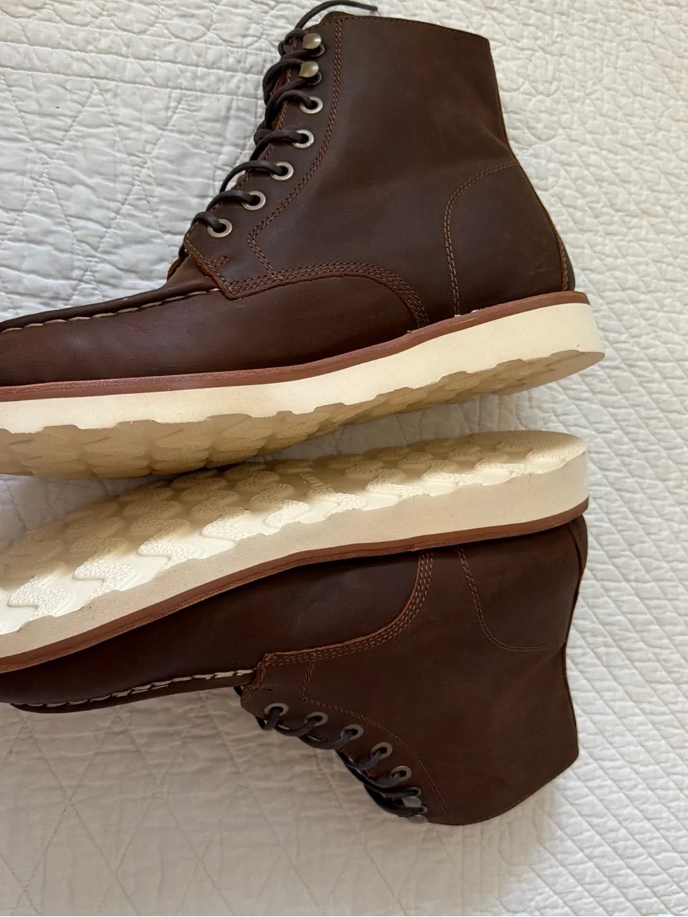 Quince NEW  Crafted Leather Moc Toe Size 11 Men’s Brown Cafe Boots